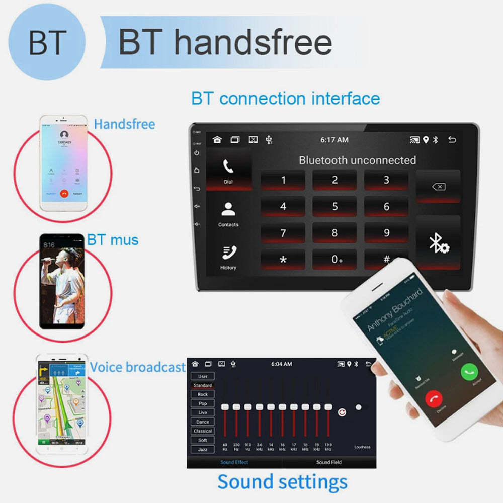 10" 2Din 4+64G 8Core Car Stereo Radio Apple Carplay Android 15.0 GPS 4G FM BT WIFI Navi