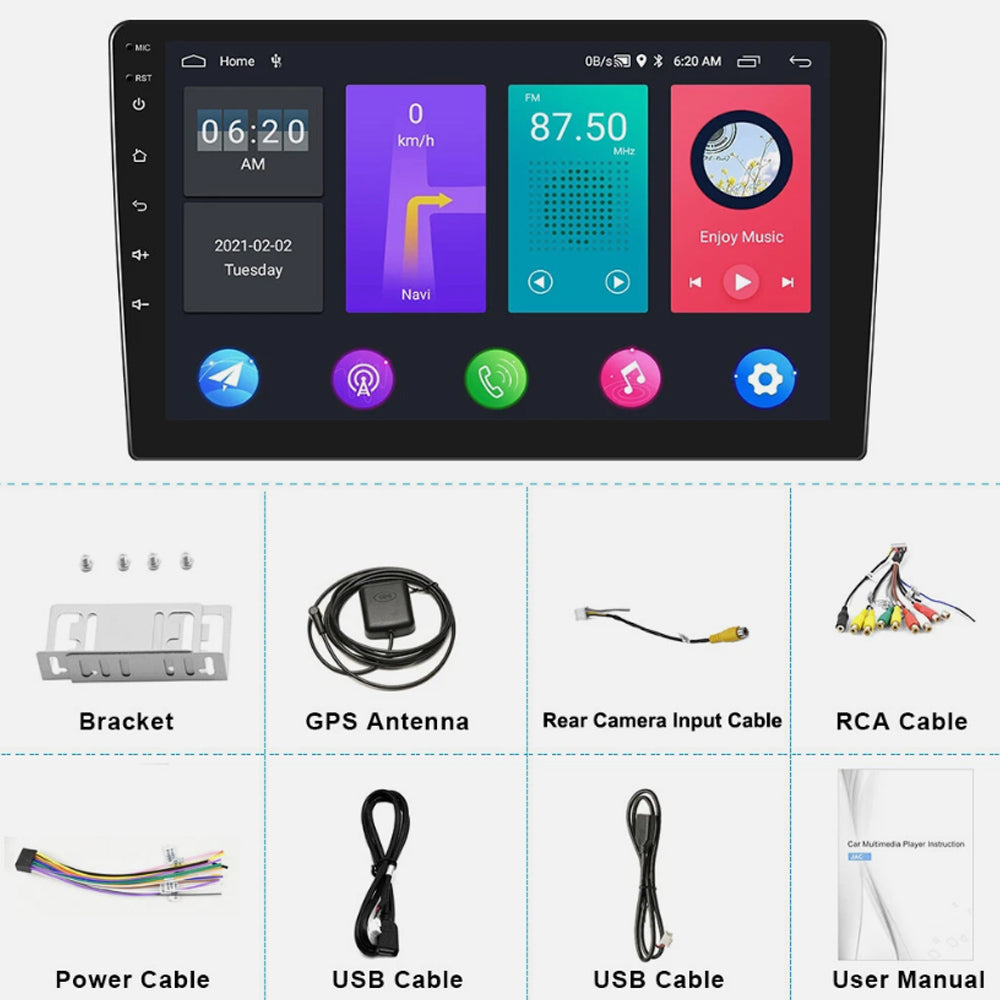 10" 2Din 4+64G 8Core Car Stereo Radio Apple Carplay Android 15.0 GPS 4G FM BT WIFI Navi