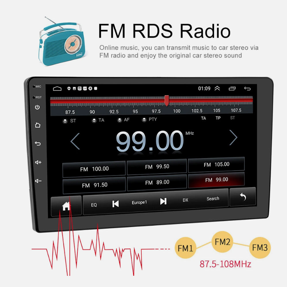 10" 2Din 4+64G 8Core Car Stereo Radio Apple Carplay Android 15.0 GPS 4G FM BT WIFI Navi