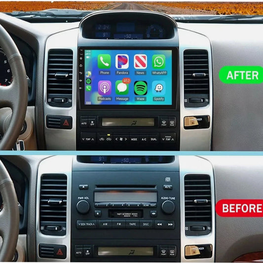 GPS Navigator 2Din Car Radio Apple Carplay 9" For Toyota 2003-2009 4Runner Audio