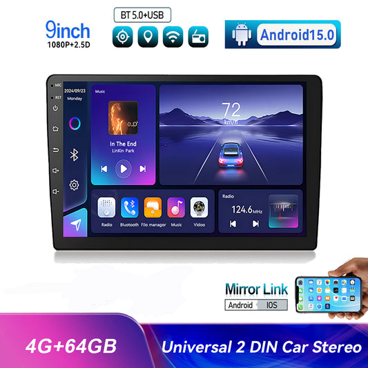 9" Universal 4+64G 4Core Car Stereo Radio Apple Carplay Android 15.0 GPS FM BT WIFI Navi