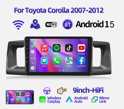 2Din Car Radio 9" Stereo Apple Carplay GPS Navigato For Toyota 2007-2012 Corolla
